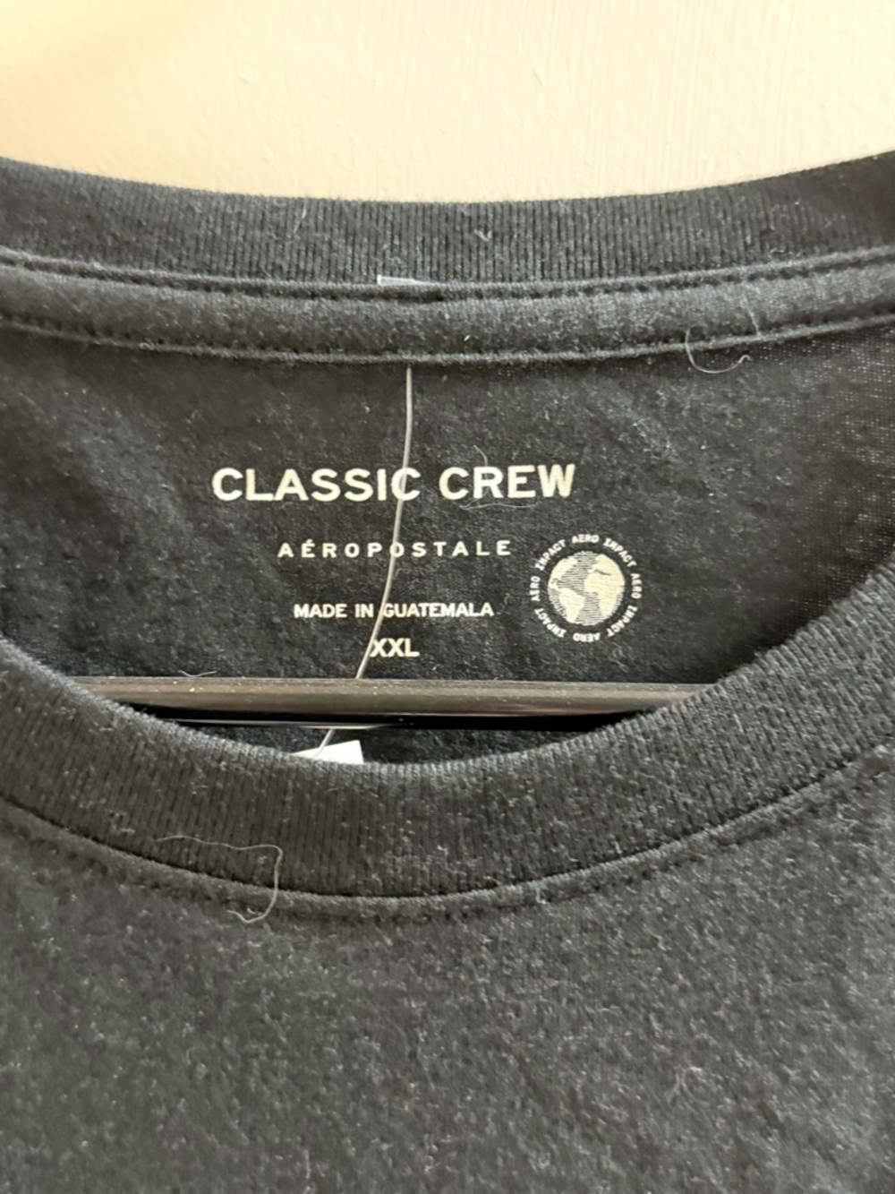 Aeropostale Black Classic Crew Tee with White Print and Butterfly Graphic - Picture 3 of 5
